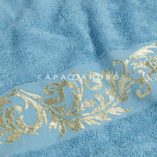 Полотенце махровое Mia Cara с бордюром Золотая осень голубой