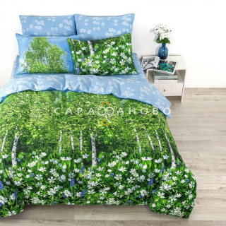 Ткань Поплин 220 см 115 гр Белая березонька рис.1322-1