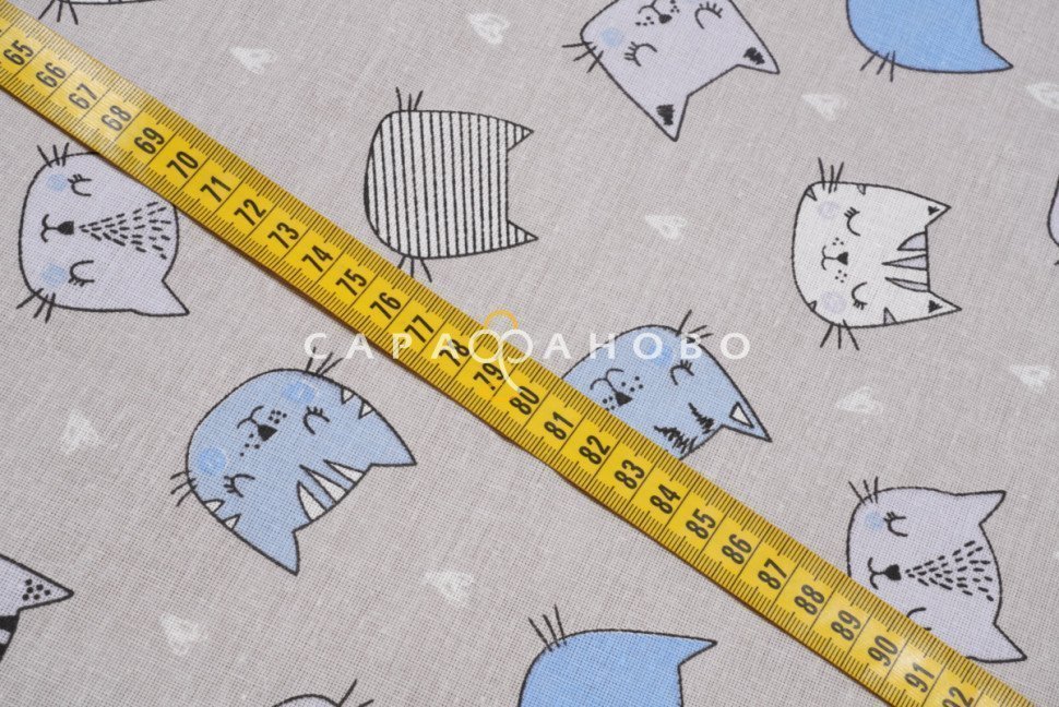 Ткань Бязь 150 см рис. 7273/2 Котики (голубые)