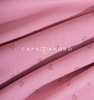 Ткань Интерлок 40/1 Пенье Контурные сердечки на розовом зефире розовый зефир