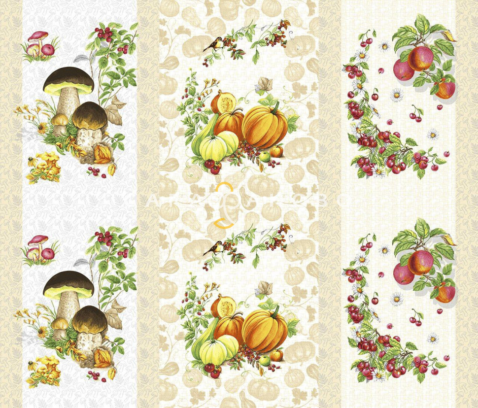 Ткань Рогожка 150 см рис. Дары осени 13483-1