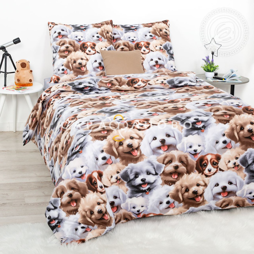 Ткань Поплин 220 см 115 гр рис. Дружок 13587-1