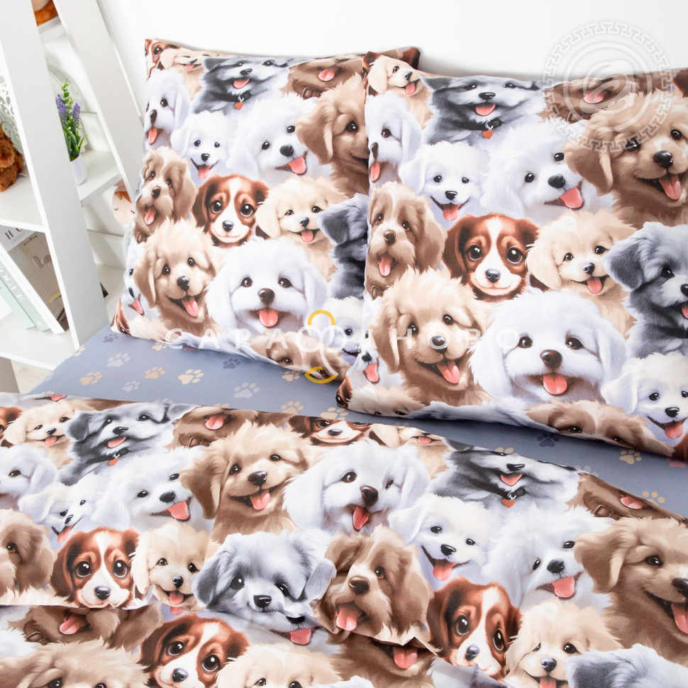 Ткань Поплин 220 см 115 гр рис. Дружок 13587-1