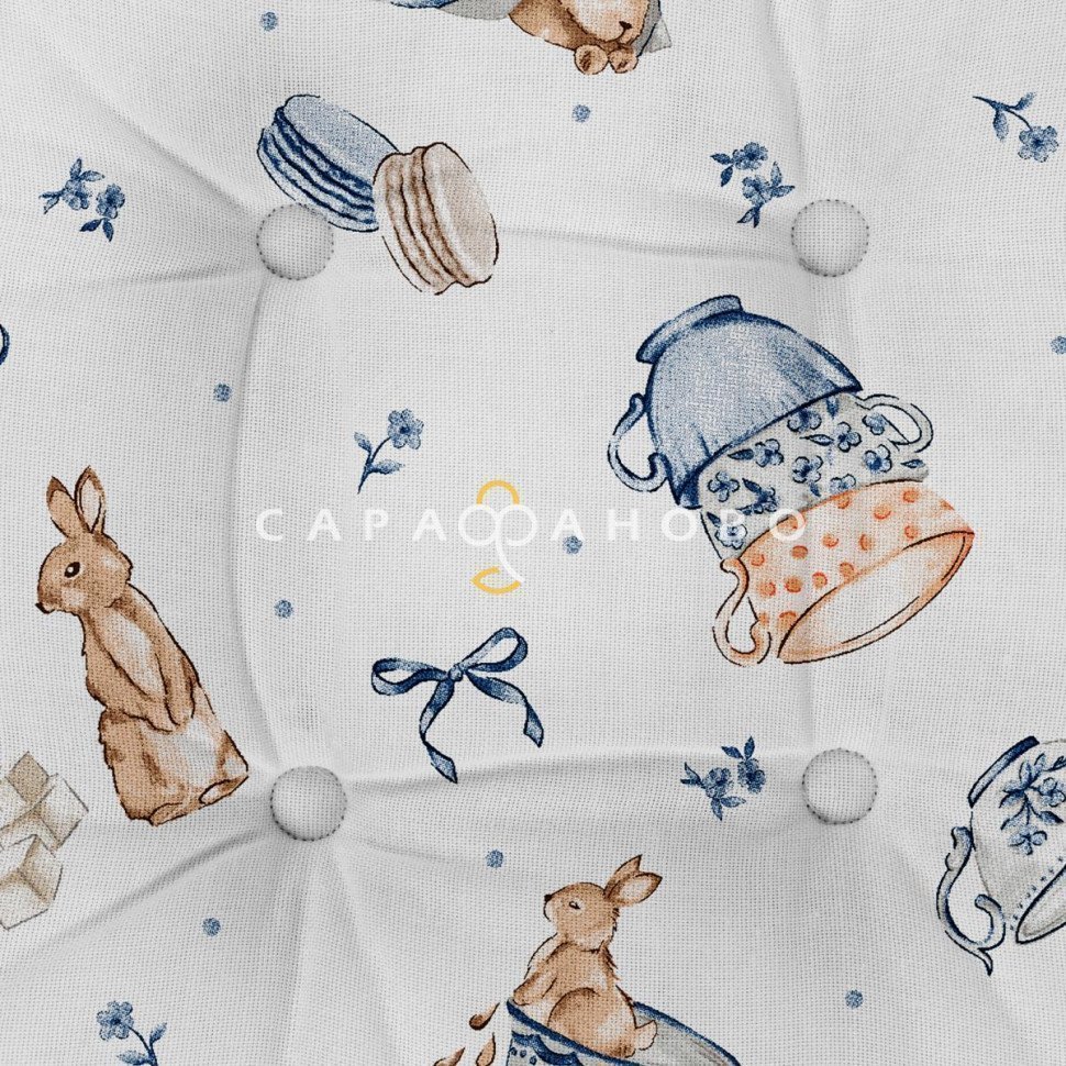 Подушка на стул с тафтингом круглая Mia Cara 30390-1 Зайчики