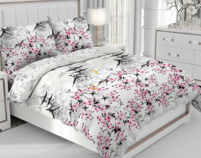 Ткань Бязь 220 см 140 гр рис 70299/1 Белая цапля