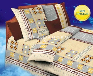 Ткань Бязь детская 150 см 120 гр рис Неаполь 1162-1 бежевый