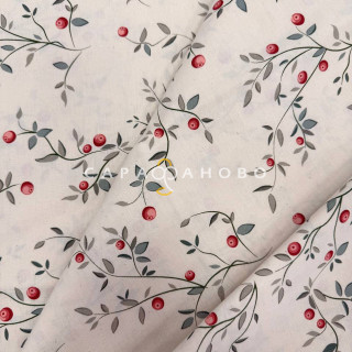 Ткань Перкаль 220 см 110 гр набивной арт 239 "Тейково" рис 72234 вид 1 "Дикая ягода" 