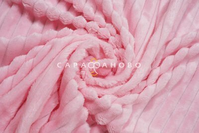 Ткань Плюш 180 см розовый в полоску
