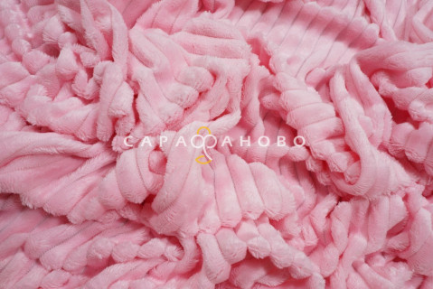 Ткань Плюш 180 см розовый в полоску