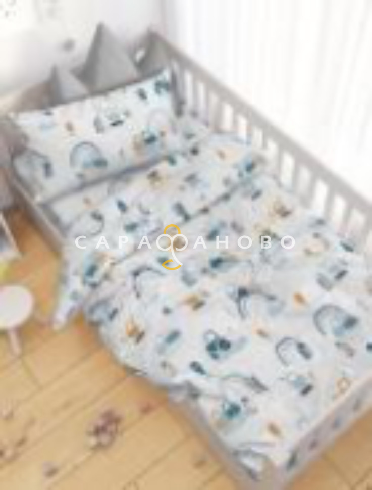 Ткань Поплин 150 см 105 гр рис. Трактор бирюза 7804/3