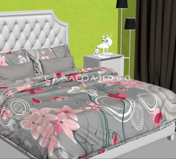 Ткань Бязь детская 150 см 120 гр рис Орхидея 1176-1 серый