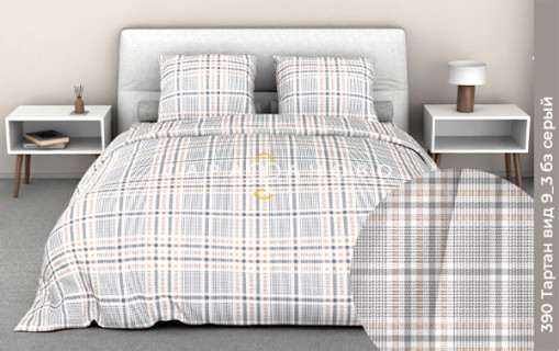 Ткань Бязь 220 см 140 гр рис тартан 9/3 вид б/з серый 1