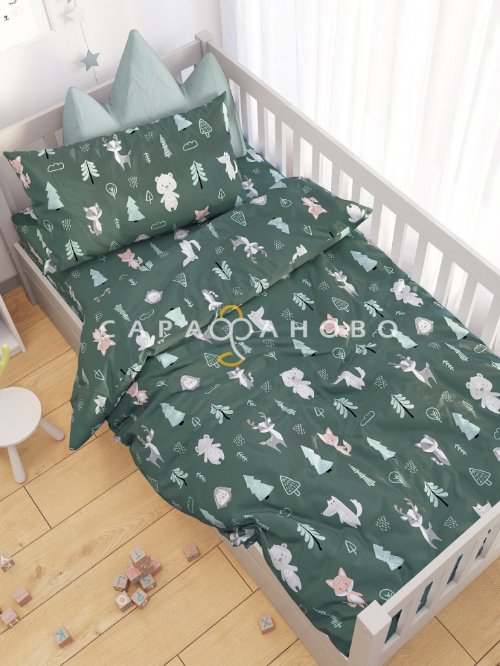 Ткань Поплин 150 см 105 гр рис. Лесные жители 7792/2