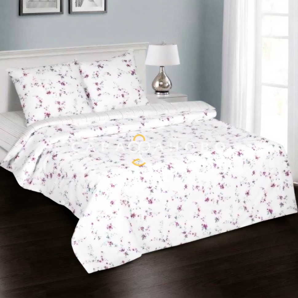 Ткань Поплин 220 см рис. 12116-1 Нежные цветы