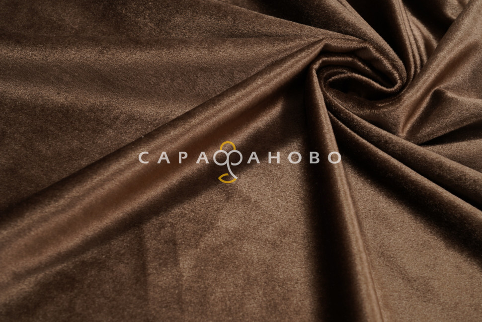Ткань Портьера однотонная бархат 300 см диз Коричневый 48/300