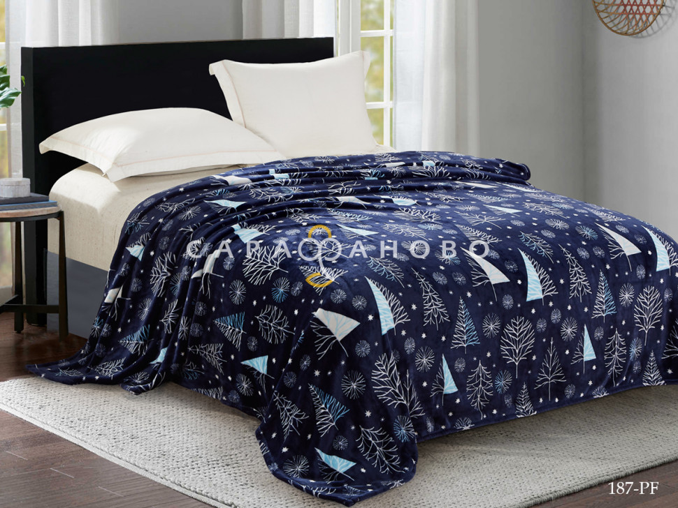 Ткань Велсофт 205 см 280 гр Елочки (синий)