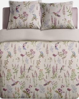 Ткань Полулён п/варёный 150 см 140 гр рисТкань п/лен, п/вареный, натуральный цвет льна, рисунок КОЛИБРИ № 21669