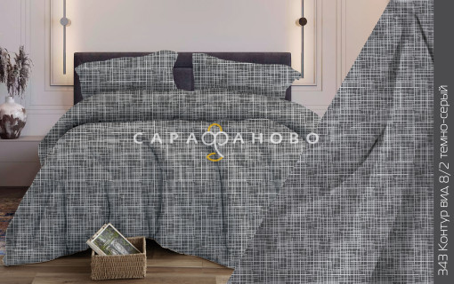 Ткань Бязь 150 см 120 гр рис Контур вид 8/2 темно-серый