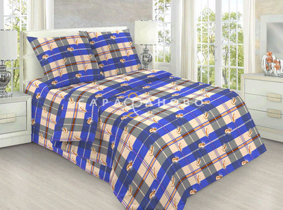 Ткань Бязь детская 150 см 120 гр рис Перышко 152-1 синий