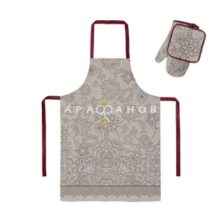Комплект кухонный рогожка прихватка, прихватка-рукавица, фартук Mia Cara 30300-2 Ожерелье