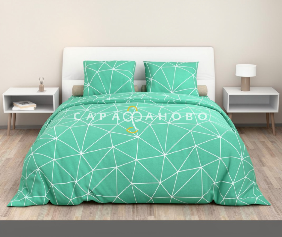 Ткань Бязь 220 см 140 гр рис. 293 Полигоны, 3/3 Вид фисташковый