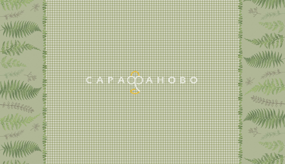 Ткань Вафельное полотно 150 см 2311/1 Ботаника (зеленая скатерть)