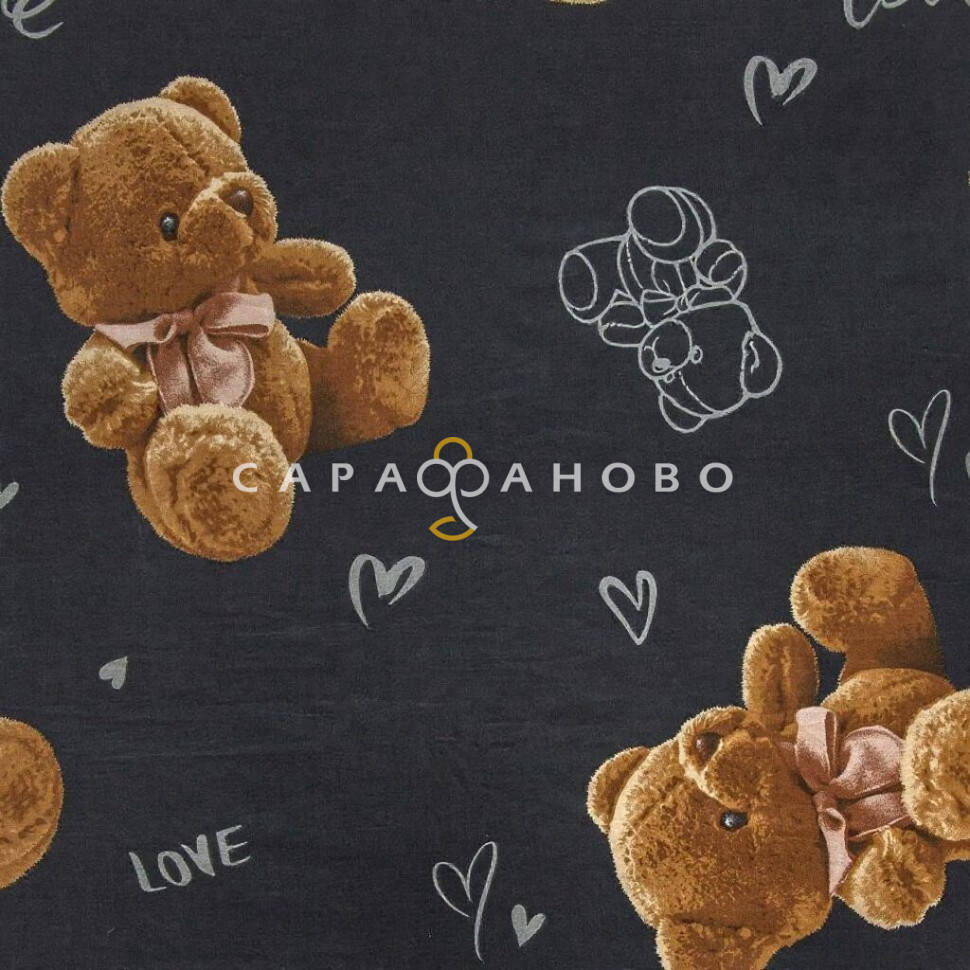 Ткань Поплин 220 см 115 гр Кутюрье рис. 13284-1 Плюшевый мишка