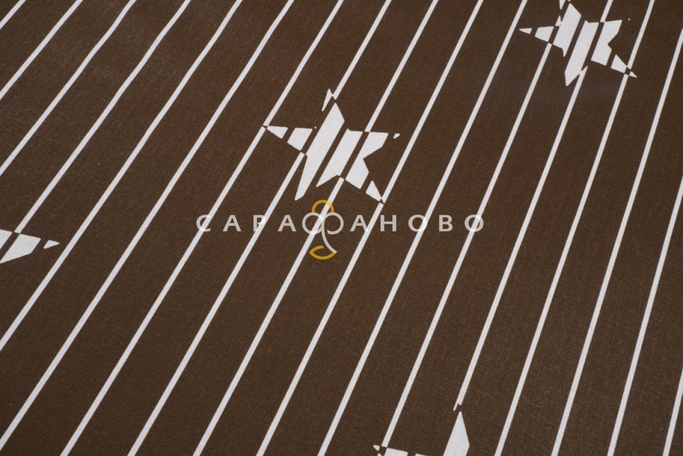 Ткань Бязь 220 см. Звезды кофе о/м рис. 28228/2