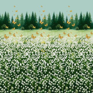 Ткань Перкаль 220 см 110 гр набивной арт 239 "Тейково" рис 72206 вид 1 "Ландыши" 