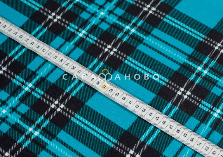 Ткань Фланель халатная 150 см 170 гр рис 11089 Бирюз Р