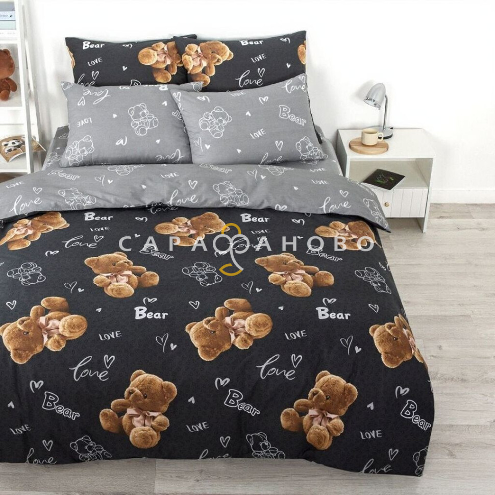 Ткань Поплин 220 см 115 гр Кутюрье рис. 13285-1 Плюшевый мишка 1