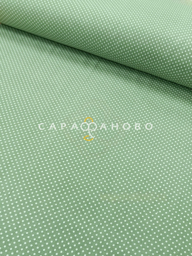 Ткань Бязь 150 см 120 гр Мелкий горошек 1590-30 хаки