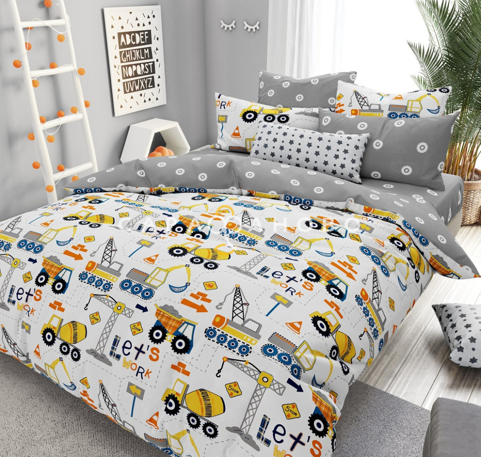 Ткань Поплин 220 см 105 гр рис. Юный строитель 28372/1