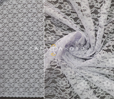 Ткань Тюль жаккардовый 290 см рис Белые цветы 30443/290