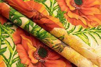 Ткань Полотно вафельное 50 см Маки рис 5352 вид 1, миниатюра 7