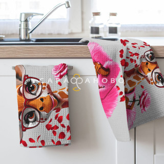 Ткань Полотно вафельное 150 см 150 гр рис 29481 вид 1 "Любовь" 