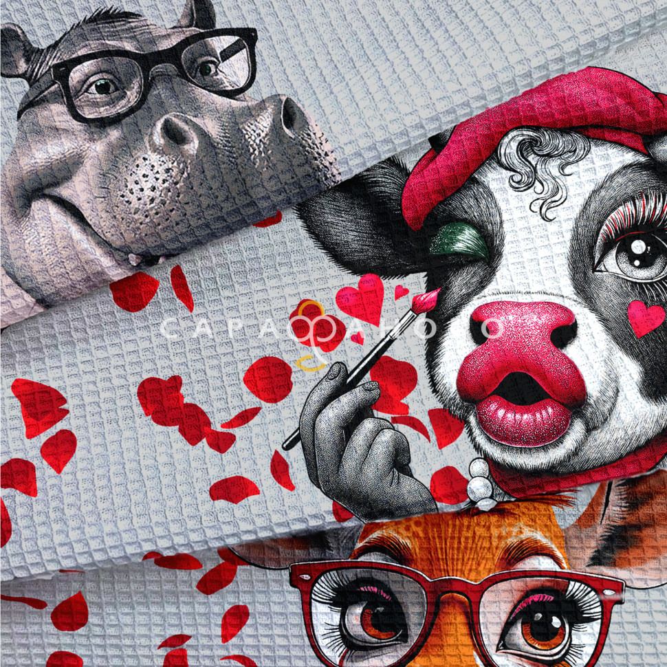 Ткань Полотно вафельное 150 см 150 гр рис 29481 вид 1 