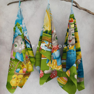 Ткань Полотно вафельное 150 см 150 гр рис 29470 вид 1 "Светлый день" 