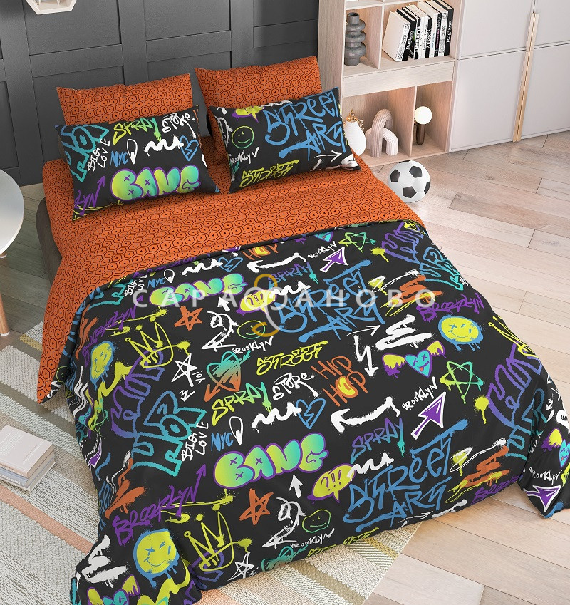 Ткань Поплин 150 см 105 гр рис Граффити 7923/1