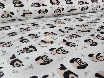 Ткань Теплый хлопок (Фланель) 125 см 170 гр диз Панда с Веткой