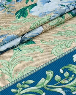 Ткань Бязь 220 см набивная 120 гр Гобелен. Голубой. рис.3732-2 