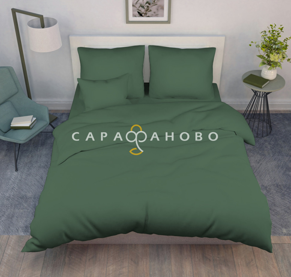 Ткань Поплин гладкокрашеный 220 см 102 гр диз Темно-зелёный