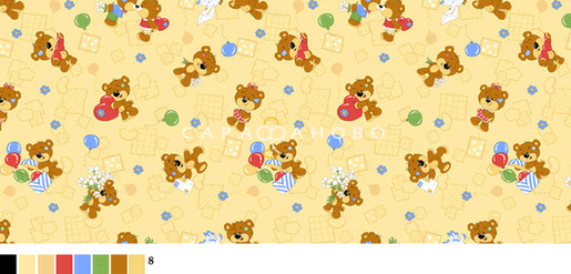 Бязь набивная 150 см ГОСТ рис Мишки 2388-3 бежевый