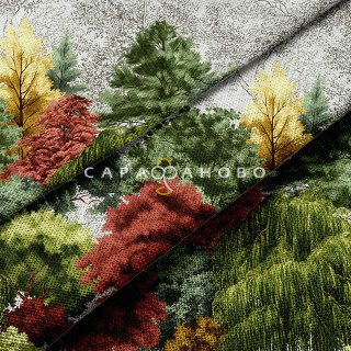 Ткань Рогожка 150 см 163 гр набивная рис 29448 вид 1 "Осень" 