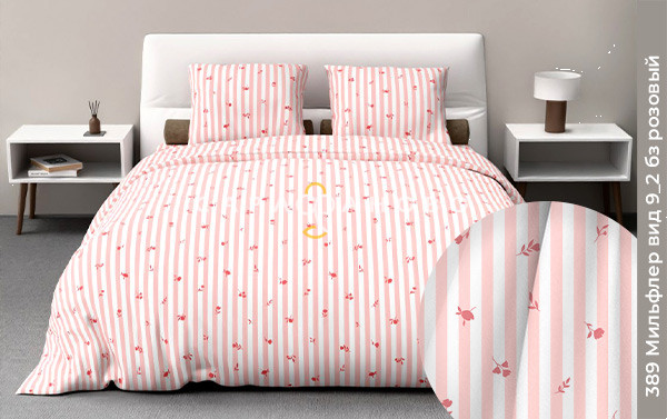 Ткань Бязь 150 см 120 гр рис мильфлер 9/2 вид б/з розовый