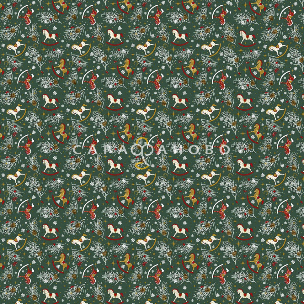 Ткань Рогожка 150 см 170 гр рис лошадки 13369-1