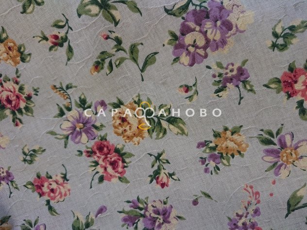 Ткань Полулён п/варёный, жаккард 150 см. рис ВАЛЬС ЦВЕТОВ № 1107 (серый)
