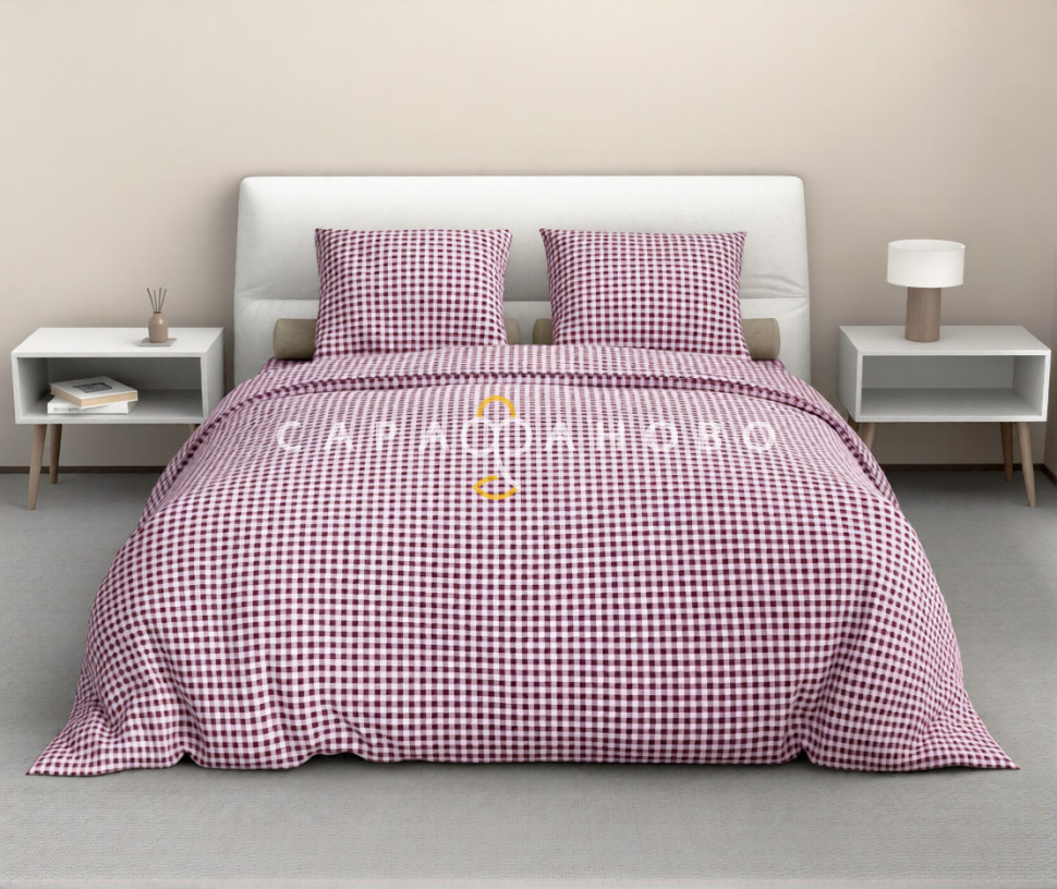 Ткань Бязь 220 см 120 гр рис кубик 7/2 вид бордо