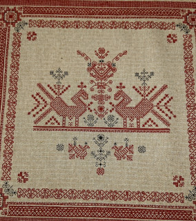 Ткань Полулён п/варёный 150 см 145 гр рис Коники-салфетка 45*45 № 1291
