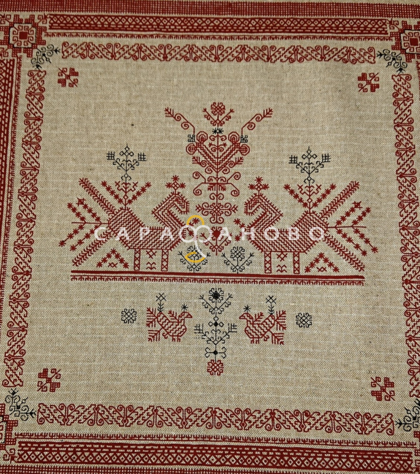 Ткань Полулён п/варёный 150 см 145 гр рис Коники-салфетка 45*45 № 1291